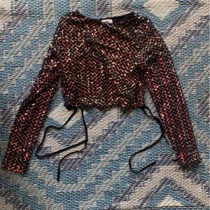 Women’s/junior sequence cocktail party top with open back